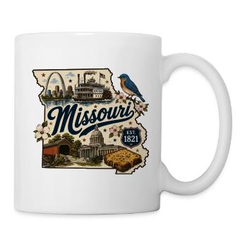 Missouri Show Me State Vintage-Reiseaufkleber - Tasse - Weiß - Rechts