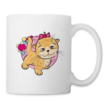 Playful Kitten with Pink Bow - Mug - white - Right