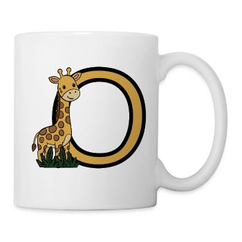 Giraffe und Ovalbuchstabe O Cartoon-Design - Tasse - Weiß - Rechts