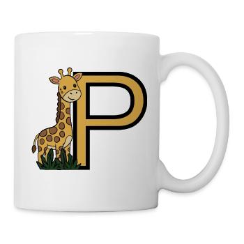 Giraffe neben Großbuchstabe P - Tasse - Weiß - Rechts