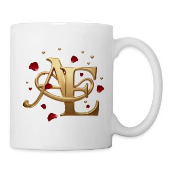 Goldenes AE Monogramm mit Rosen - Tasse - Weiß - Rechts