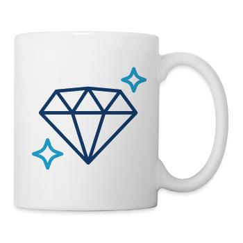 Blauer Diamant-Edelstein-Icon Symbol-Illustrationsdesign - Tasse - Weiß - Rechts