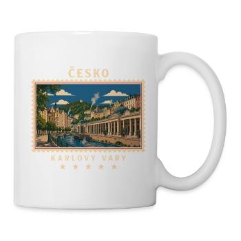 Tschechien Karlovy Vary Vintage Reisemarke - Tasse - Weiß - Rechts