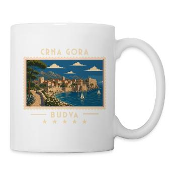Montenegro Budva Vintage Reisemarke - Tasse - Weiß - Rechts