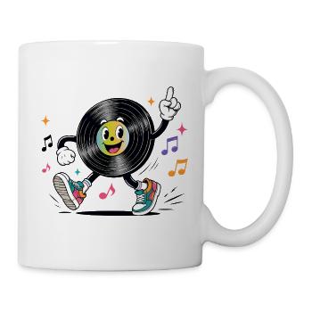 Lustige Schallplatte mit Musiknoten Retro - Tasse - Weiß - Rechts