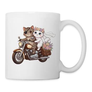 Just Married: Katzen auf Motorrad - Tasse - Weiß - Rechts