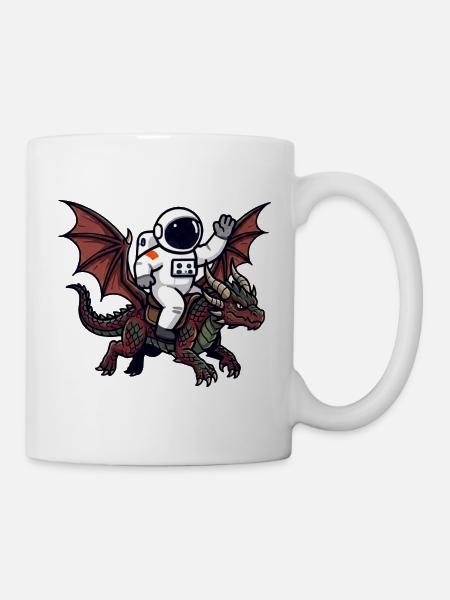 Astronautenreiter auf Dragon - Tasse - Weiß
