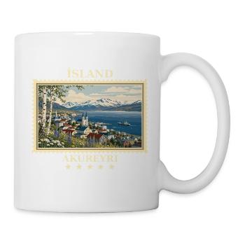 Island Akureyri Vintage Reisemarke - Tasse - Weiß - Rechts