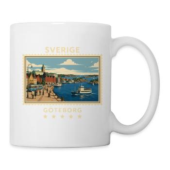 Schweden Göteborg Vintage Reisemarke - Tasse - Weiß - Rechts