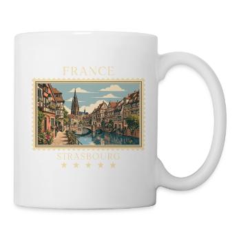 Frankreich Straßburg Vintage Reisemarke - Tasse - Weiß - Rechts
