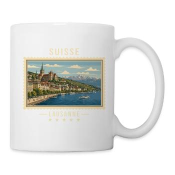 Schweiz Lausanne Vintage Reisemarke - Tasse - Weiß - Rechts