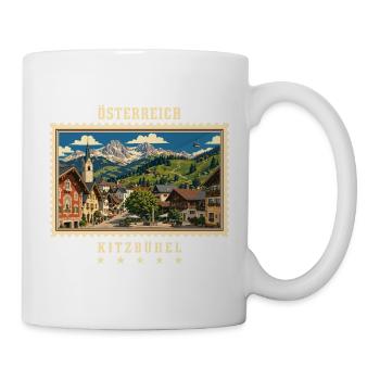 Österreich Kitzbühel Vintage Reisemarke - Tasse - Weiß - Rechts