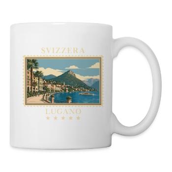 Schweiz Lugano Vintage Reisemarke - Tasse - Weiß - Rechts