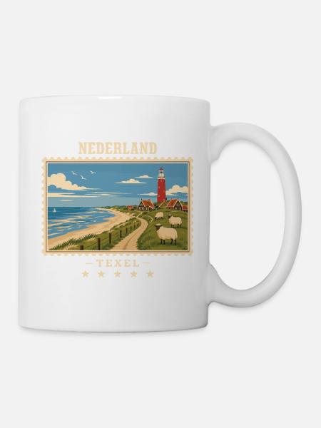 Niederlande Texel Vintage Reisemarke - Tasse - Weiß