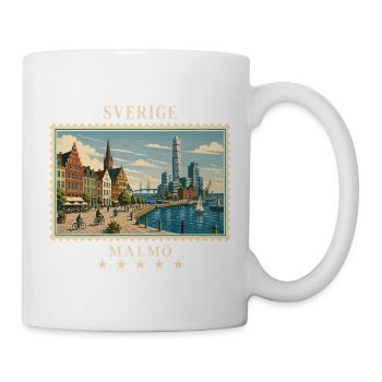 Schweden Malmö Vintage Reisemarke - Tasse - Weiß - Rechts