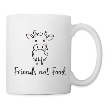 Friends Not Food Kuh Vegan Minimalistisch - Tasse - Weiß - Rechts
