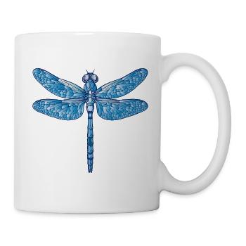 Blue dragonfly illustration in vector style - Mug - white - Right