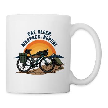 Essen Schlaf Fahrradpack Wiederholen Retro-Fahrradkunst - Tasse - Weiß - Rechts