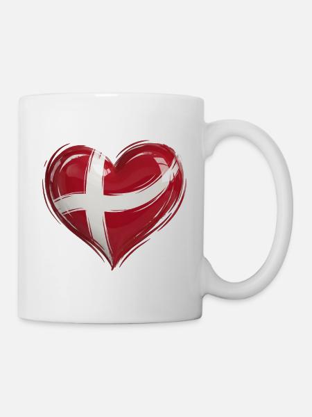 Denmark Heart Flag - Mug - white
