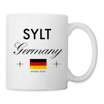 Sylt Deutschland Koordinaten Reise Souvenir - Tasse - Weiß - Rechts