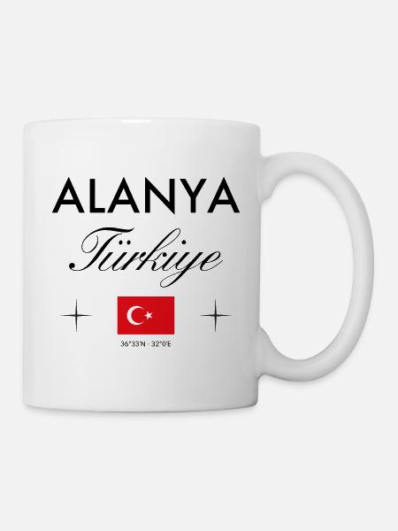Alanya Türkei Koordinaten Reise Souvenir - Tasse - Weiß