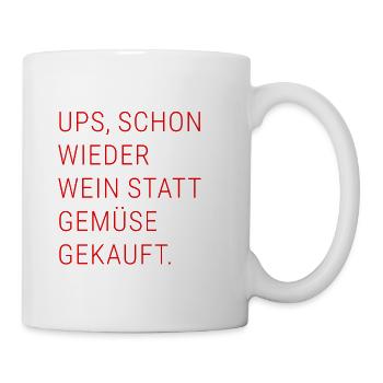 Ups, schon wieder Wein statt Gemüse gekauft. - Tasse - Weiß - Rechts