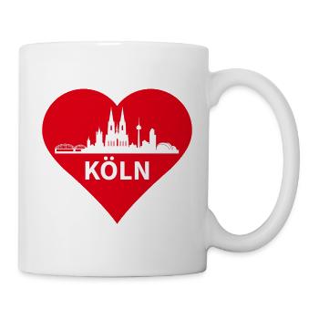 Köln Herz Skyline - Tasse - Weiß - Rechts