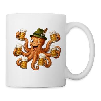 Lustige Krake mit Bierkrügen - Tasse - Weiß - Rechts