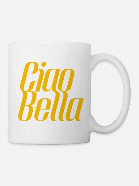 Ciao Bella Italien Spruch – Minimal Typo Design - Tasse - Weiß