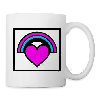 Regenbogen Herz Rahmen Grafik - Tasse - Weiß - Rechts