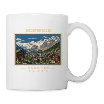 Schweiz Saas-Fee Vintage Reisemarke - Tasse - Weiß - Rechts