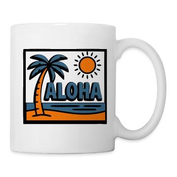 Aloha Strand Palmen Logo - Tasse - Weiß - Rechts