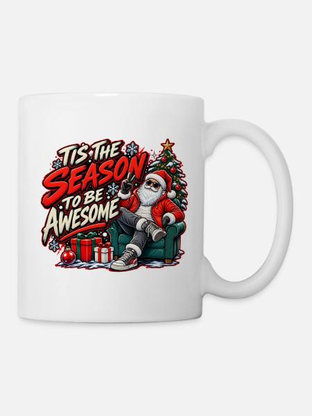 Christmas - Santa tis the season to be awesome - Tasse - Weiß