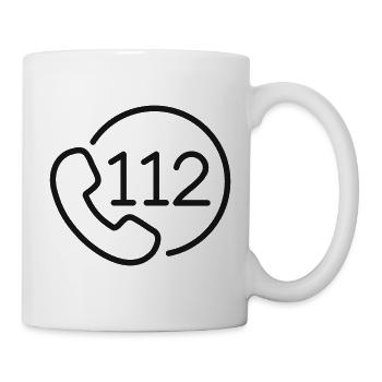 112 Notfall-Telefonleitungssymbol - Tasse - Weiß - Rechts