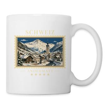 Schweiz Andermatt Winter Vintage Reisemarke - Tasse - Weiß - Rechts