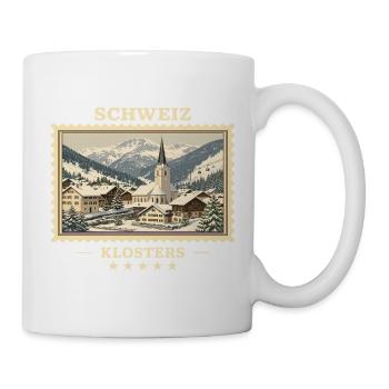 Schweiz Klosters Winter Vintage Reisemarke - Tasse - Weiß - Rechts