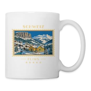 Schweiz Flims Winter Vintage Reisemarke - Tasse - Weiß - Rechts