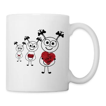 Herzensliebe Doodlefamilie - Tasse - Weiß - Rechts
