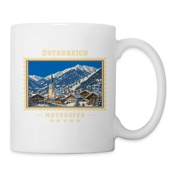 Österreich Mayrhofen Winter Vintage Reisemarke - Tasse - Weiß - Rechts