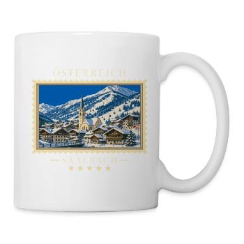 Österreich Saalbach Winter Vintage Reisemarke - Tasse - Weiß - Rechts