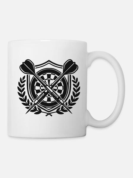 Dartpfeile Lorbeerkranz Wappen - Tasse - Weiß