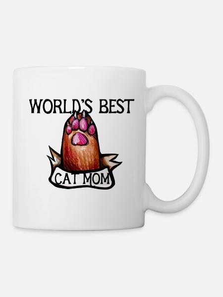 Katzenmama Paw Banner - Tasse - Weiß