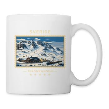 Schweden Riksgränsen Winter Vintage Reisemarke - Tasse - Weiß - Rechts