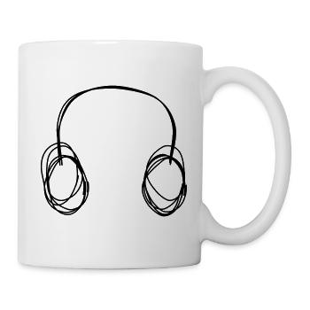 Kopfhörer handgezeichnet - Tasse - Weiß - Rechts