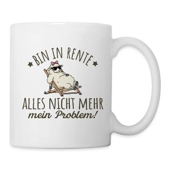 Rentnerin Schaf im Liegestuhl Abschied Rente - Tasse - Weiß - Rechts