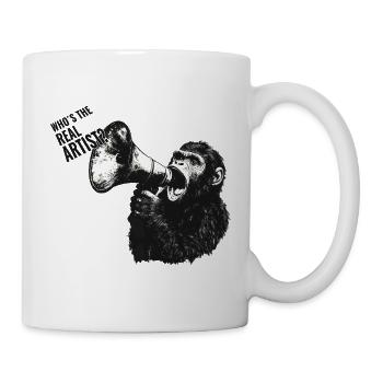 WHO’S THE REAL ARTIST? – Gorilla Megaphone - Tasse - Weiß - Rechts