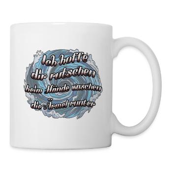 Wellenmotiv: Ärmelrutschen beim Hände waschen - Tasse - Weiß - Rechts