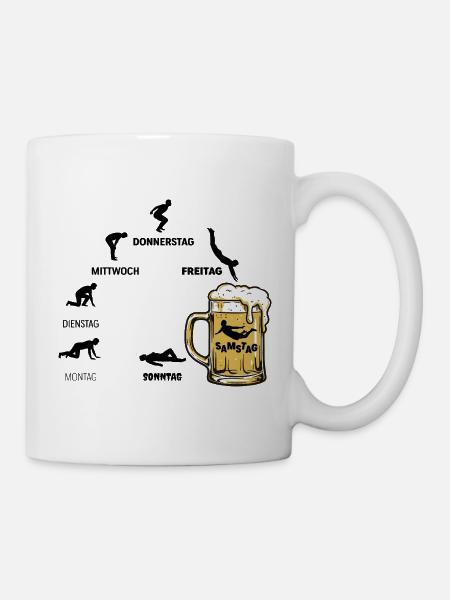 Bier Woche | Evolution | Bierbad Wochenzyklus - Tasse - Weiß