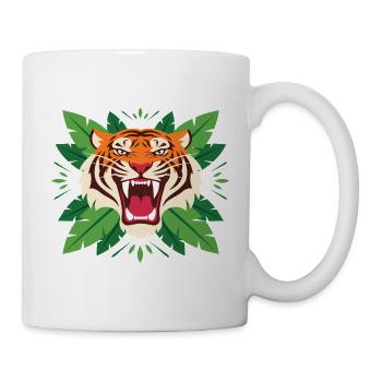 Tiger im Blattwerk Emblem - Tasse - Weiß - Rechts