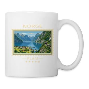 Norwegen Flåm Vintage Reisemarke - Tasse - Weiß - Rechts